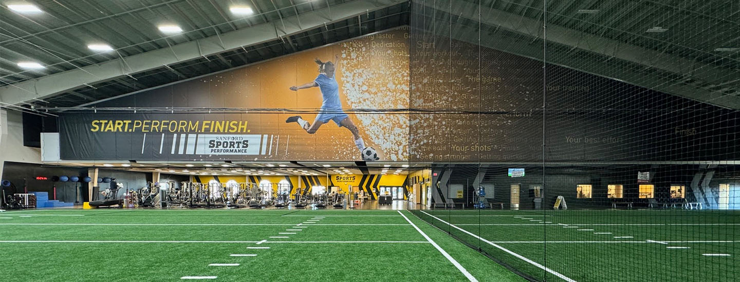 The field turf area of the Sanford Fieldhouse